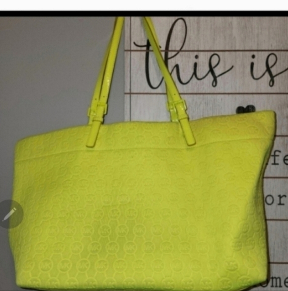 🍂🍁DEADSTOCK RARE HTF MICHAEL KORS NEON neoprene tote bag - Picture 4 of 6